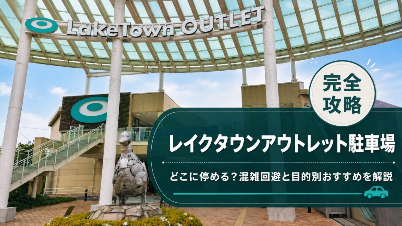 レイクタウンアウトレット駐車場の完全攻略アイキャッチ画像。混雑回避と目的別おすすめを解説